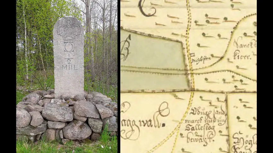 Milsten söder om Korsberga, Hjo kommun.